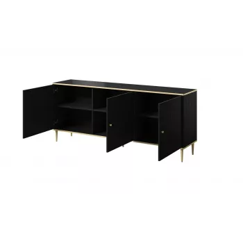 GLAMOUR kumode 180x40x75,5 cm, melna matēta + zelta