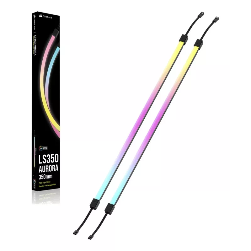 LED lente CORSAIR LS350 Aurora, daudzkrāsu apgaismojums, 350 mm garums, 10 mm platums, 2 iepakojumā