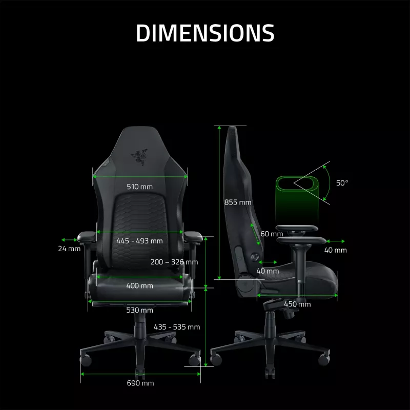 Spēļu krēsls Razer Iskur V2 Padded seat Melns