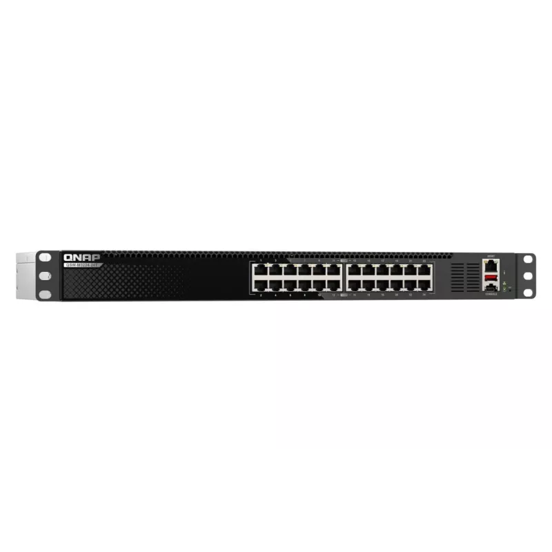 QNAP QSW-M3224-24T tīkla slēdzis, pārvaldīts L3, 10G Ethernet (100/1000/10000), 1U, melns, sudrabs