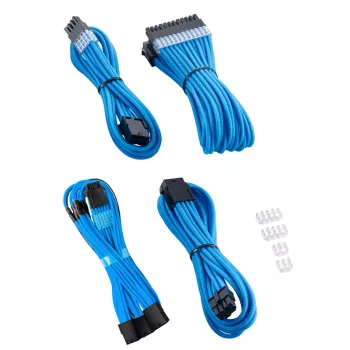 CableMod PRO ModMesh 12VHPWR kabeļu pagarinājumu komplekts — gaiši zils, 3 gab., GPU 12+4 kontaktu pagarinājumi