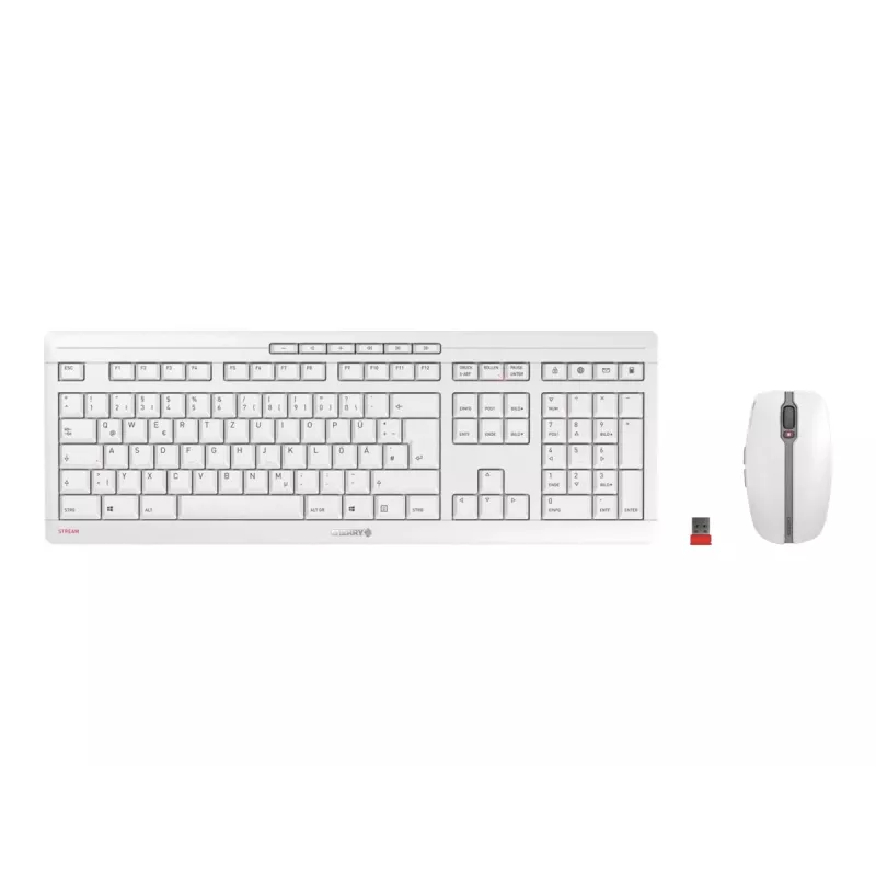 CHERRY Stream Desktop bezvadu tastatūra un pele, QWERTZ, balta