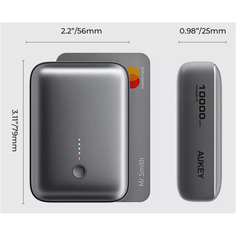 AUKEY 157000 10000 mAh pelēks power bank