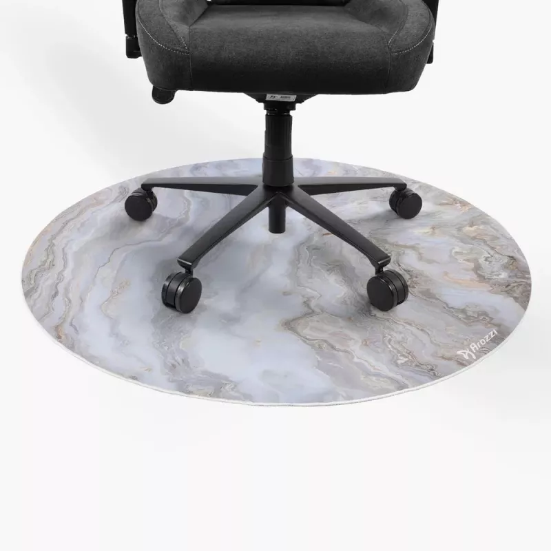 Arozzi Zona Round Floor Pad — Baltā marmora apdare, aizsargpaklājs krēsla ritentiņiem un cietajām grīdām