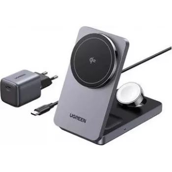 Bezvadu lādētājs UGREEN 3-in-1 25W modelis 45025 telefonam, austiņām un viedpulkstenim