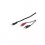 Wentronic Goobay 3,5 mm ligzdas/RCA adaptera kabelis, melns, 0,5 m - 3,5 mm ligzda (3 kontaktu, stereo) > 2x RCA spraudnis (audio kreisais/labais) (50440)