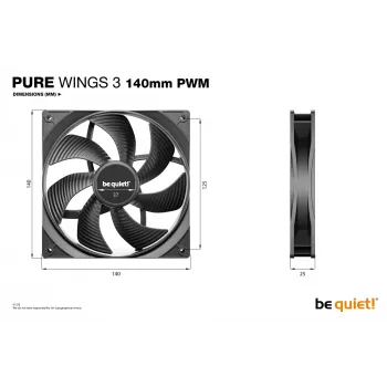 be quiet! Pure Wings 3 140mm PWM datora korpusa ventilators 14 cm Melns 1 gab.