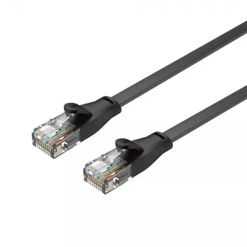 Unitek Ethernet kabelis Cat6 UTP RJ45 5 m, melns, masīvs vadītājs, 250 MHz, zeltīti kontakti