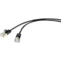 Renkforce RF-4538186 RJ45 tīkla kabelis, savienotājkabelis CAT 8.1 F/FTP 0.50 m Melns ultra-plāns, apzeltīti kontakti 1 gab.