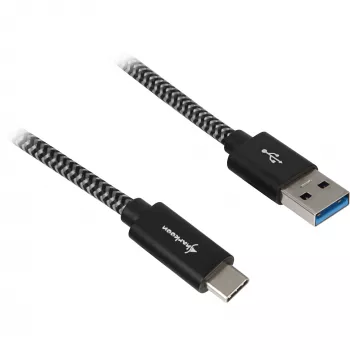 Sharkoon USB 3.2 Gen 2 kabelis USB-A kontaktdakša > USB-C melns/pelēks 1 metrs - kabelis - digitāls/datu