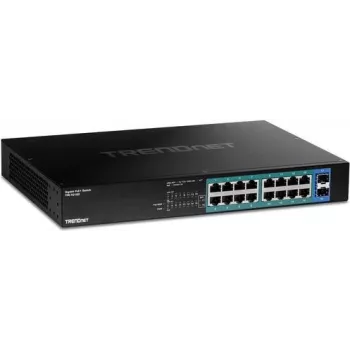 TRENDnet TPE-TG182 - Slēdzis - 16 x 10/100/1000 (PoE+) + 2 x SFP - stiprināms statīvā - PoE+ (240 W)