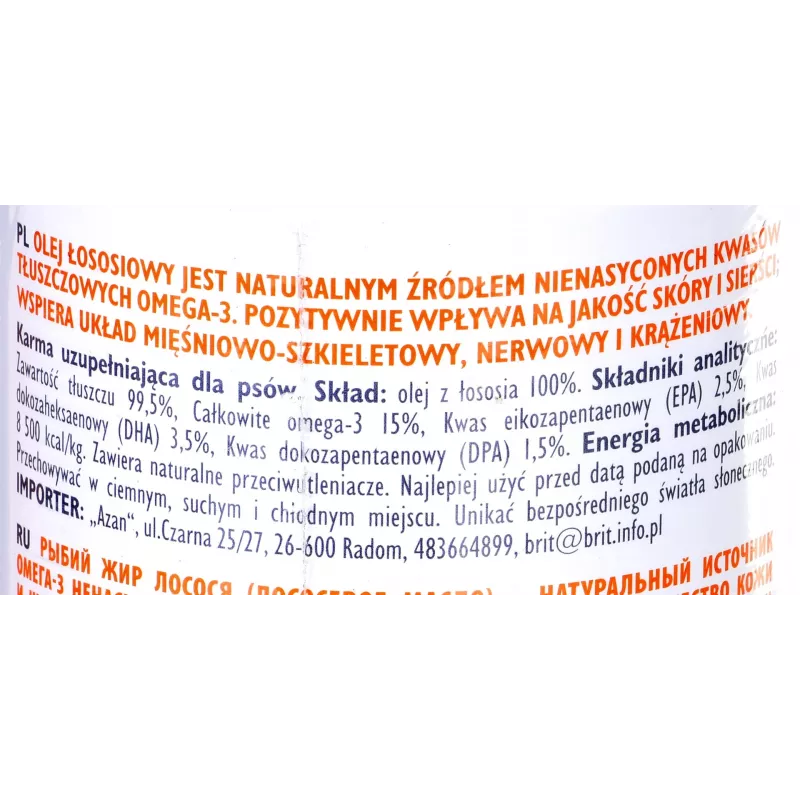 Brit Care uztura eļļa ādai un kažokam suņiem un kaķiem 1000 ml