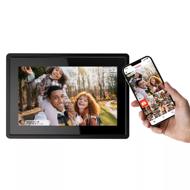 Digitālais fotorāmis Denver PFF-725B ar 17,8 cm (7") 1024 x 600 IPS skārienjutīgo ekrānu, Wi-Fi, melns