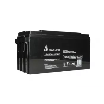 Slēgts svina-skābes akumulators Extralink Accumulator AGM 12V 65Ah, VRLA, melns, 1 gab.