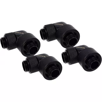 Eiszapfen 16/10mm skrūvējamais savienotājs 90° grozāms G1/4, melns, mīkstajām caurulēm (PVC, silikons, neoprēns)