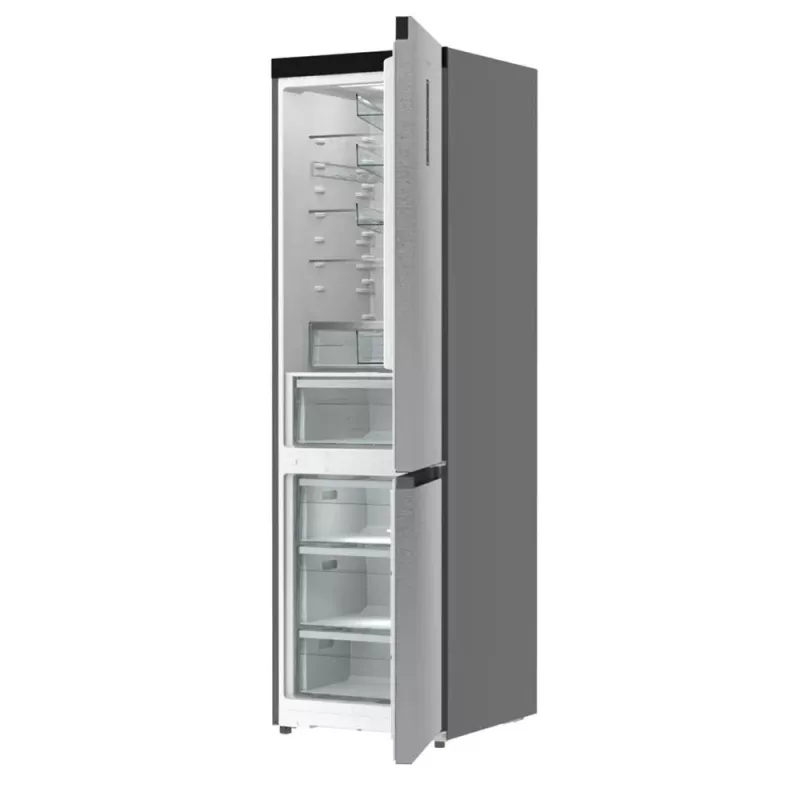 Ledusskapis ar saldētavu Gorenje NRB620E61X4WFE, brīvi stāvošs, nerūsējošais tērauds, kopējā ietilpība 413 L, saldētava apakšā 130 L, NoFrost, LED displejs