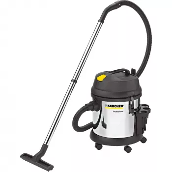 Slapjās un sausās tīrīšanas putekļsūcējs Karcher NT 27/1 Me Adv — 27 L metāla tvertne, 1380 W, 20 kPa vakuums