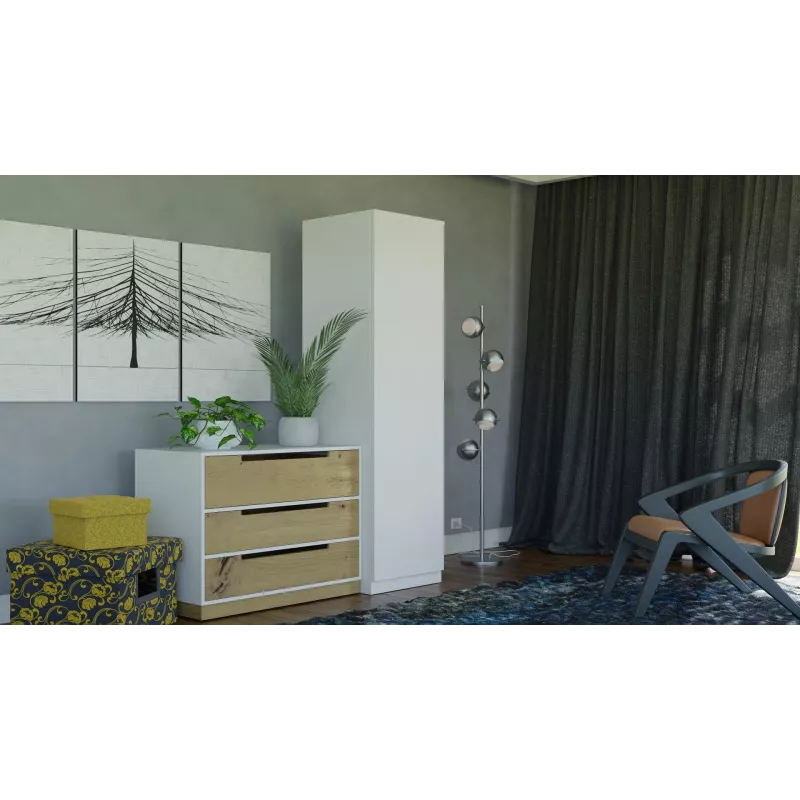 Garderobe Top e Shop SD-50 BI ar 5 plauktiem, 1 durvīm, balts rāmis