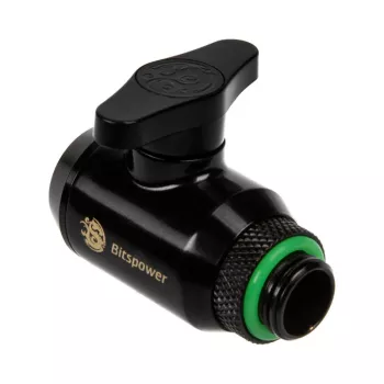 Bitspower Stopcock 1x F 1/4 colla un 1x G1/4 colla Vīrišķais, grozāms - matēti melns