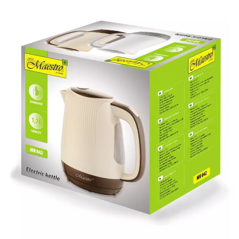 Feel-Maestro MR042 bēša elektriskā tējkanna 1,7 L Bēša, Brūna 2200 W