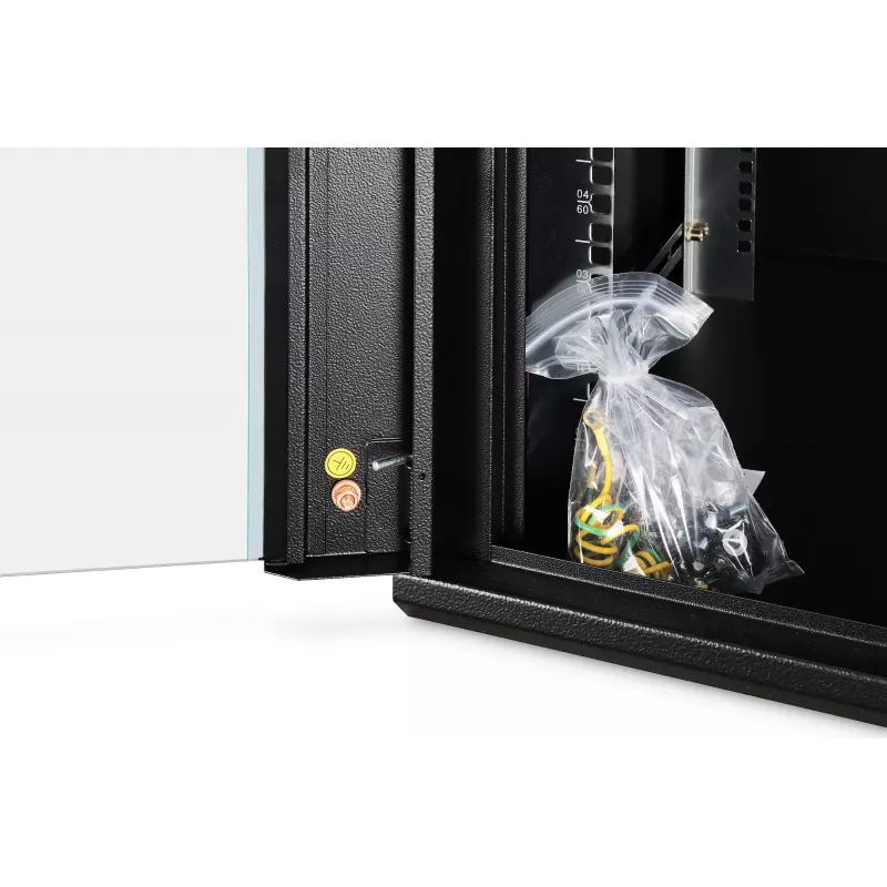 Sienas tīkla skapis DIGITUS Dynamic-N DN-37111 — 12U, 600x600 mm, IP20, atslēgas slēdzene