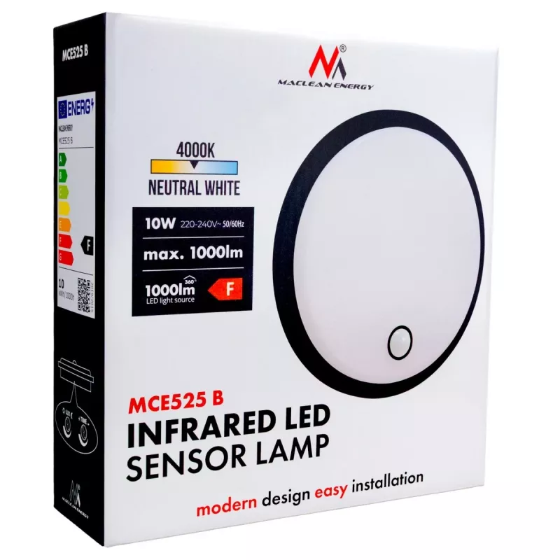 LED āra sienas lampa ar PIR sensoru MACLEAN MCE525 B