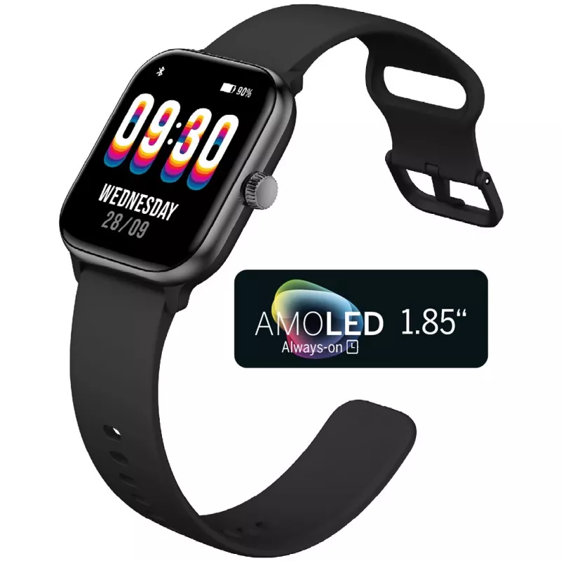 Beafon SmartWatch 201 (201_EU001BS) viedais pulkstenis, četrstūra forma, melnā un sudraba krāsā