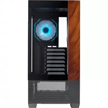 Cooler Master Elite 690 korpuss, Midi-Tower, ATX, rūdīts stikls - 4x ARGB ventilators, koks, melns