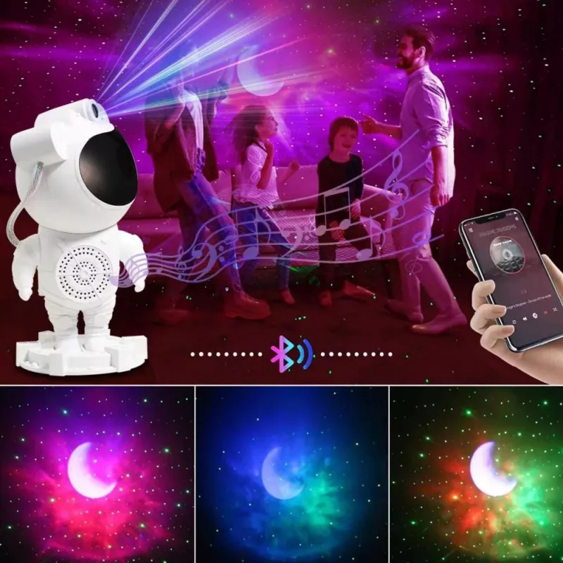 Projektora lampa Hawk HW-STAR01 ar iebūvētu skaļruni — galaktikas gaismas projektors