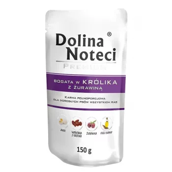 Slapjā suņu barība Dolina Noteci Premium Rabbit Adult 150 g maisiņš, bezgraudu, pieaugušām mazo šķirņu suņiem