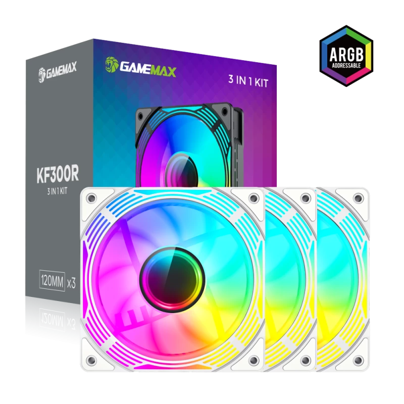 Gamemax KF300R BK White korpusa ventilators