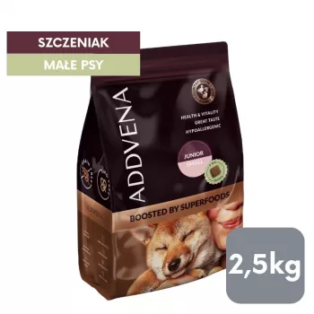 ADDVENA Boosted by superfoods Junior Small Beef - sausā suņu barība - 2,5 kg