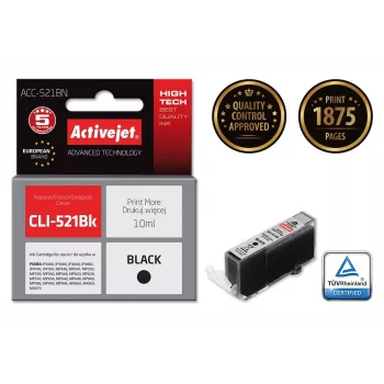 Activejet ACC-521BN kasetne (aizstāj Canon CLI-521Bk; Supreme; 10 ml; melna)