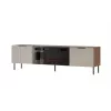 TV skapis Cama Meble ALMERA 180.5×42×52.5 cm valrieksts/krems ar melnu kamīnu