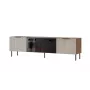 TV skapis Cama Meble ALMERA 180.5×42×52.5 cm valrieksts/krems ar melnu kamīnu