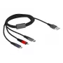 Delock - Lightning-Kabel, nur zum Aufladen - USB männlich bis Micro-USB Typ B, Lightning, USB-C männlich - 1,0m - Schwarz (87277)