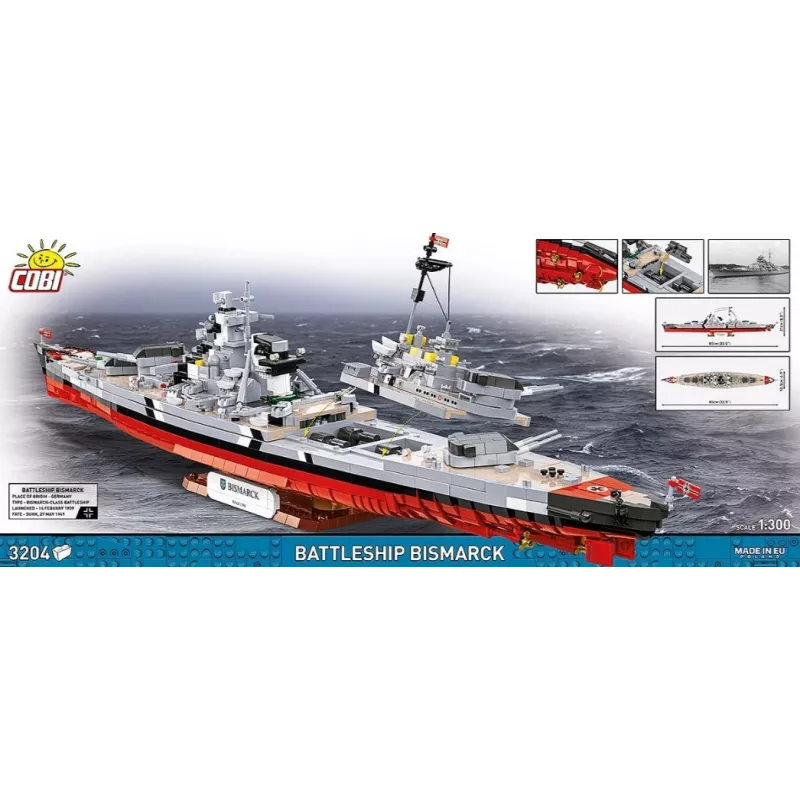 Konstruktors Cobi Kaujas kuģis Bismarck ar 3204 detaļām - Cobi CO BI-4860