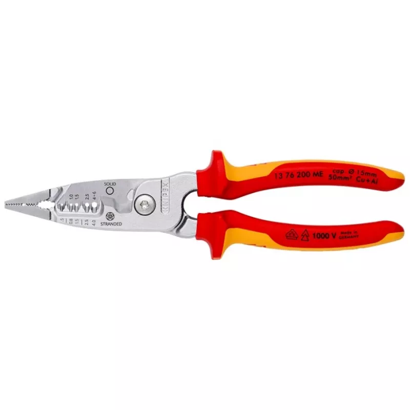 Kabeļu noņēmējs Knipex 13 76 200 ME 6 mm noņemšanas jauda Sarkans Nerūsējošais tērauds Dzeltens