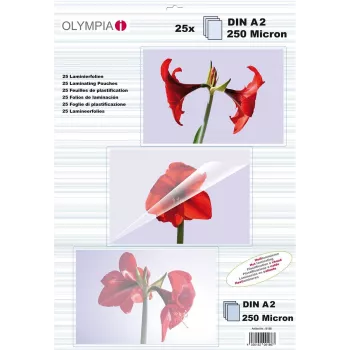 Laminēšanas kabatiņas Olympia 9186 A2 formātam, caurspīdīgas, 25 gab., platums 429 mm