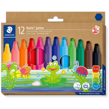 Filtru pildspalvas Staedtler Noris junior Jumbo — 12 gab., biezām, mazgājamām uzgaļiem bērniem