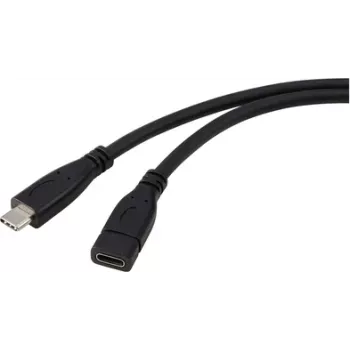 Renkforce USB kabelis USB 3.2 Gen1 USB-C® spraudnis, USB-C® ligzda 1,00 m Melns RF-5720414