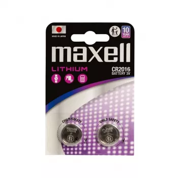Monētu baterija MAXELL CR2016 3V, LiMnO2 vienreizējā, 90 mAh — 2 gab. blisterī