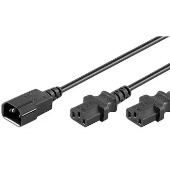 Microconnect PE061318 strāvas pagarinātājs 1.8 m C14 uz 2 x C13 melns