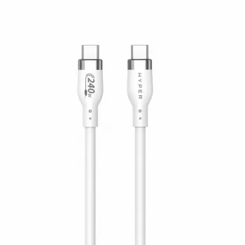 HYPER HyperJuice 240W Silikona USB-C uz USB-C Kabelis (1m) - Balts