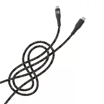 USB Type-C uz Type-C datu kabelis Tellur TLL155471, 1 m, 3 A, 60 W PD, neilona pīts, melns