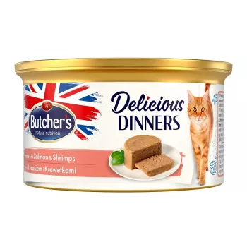 Butcher's Mousse Delicious Dinners ar lasi un garnelēm 85 g