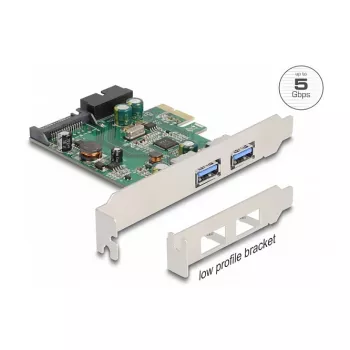 DeLOCK PCI Express x1 karte uz 2 x USB 3.2 Gen 1 Type-A + 1 x iekšējais 19 pin savienotājs