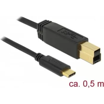 USB kabelis DeLOCK 83674 USB 3.2 Gen 2 0.5 m USB C – USB B melns