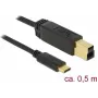 USB kabelis DeLOCK 83674 USB 3.2 Gen 2 0.5 m USB C – USB B melns