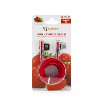 Sbox USB->Type-C 90° 1.5m Zemeņu sarkans